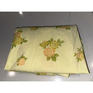 Vintage Fitted Twin Sheet Yellow Orange Floral USA No Iron Percale